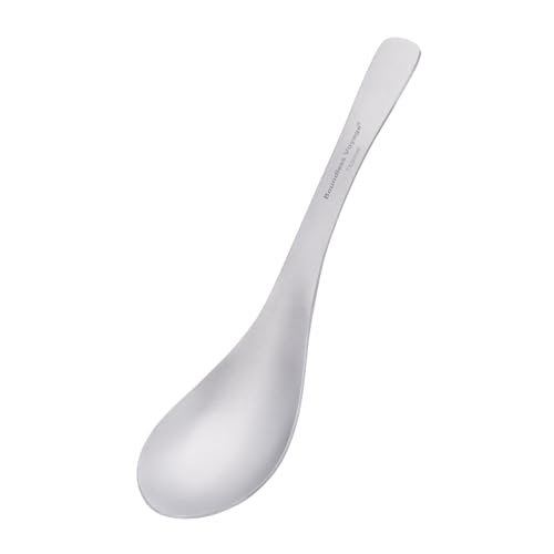 iBasingo Titanium Spoon with Big Bowl Ultralight Outdoor Camping Flatware Durable Reusable Metal Tableware Picnic Travel Backpacking Utensils 15.5cm Ti1067T 1pc