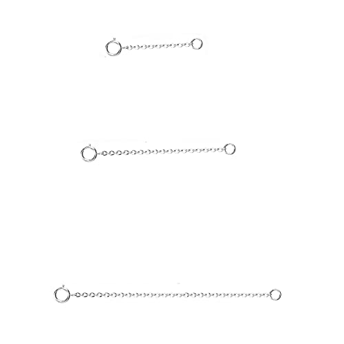 Ruwado 3 Pcs Necklace Extender Chain 925 Sterling Silver Multi Length Plated Chain Set for Women Jewelry Making Kit Bracelet Anklet (Silver)