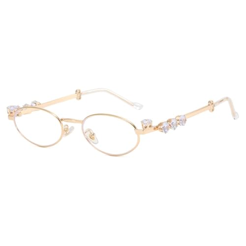Lunettes de vue claires strass et petite monture ronde en métal pour femme