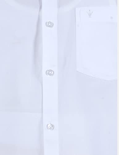 Image of RAMRAJ COTTON Men White Half Sleeve Shirt Crafted For Comfort| Durability| And Timeless Everyday Style