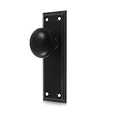 newliplace 2 Pack One-Sided Black Dummy Door Knobs Interior, Vintage Long Plate Dummy Door Knobs in Matte Black