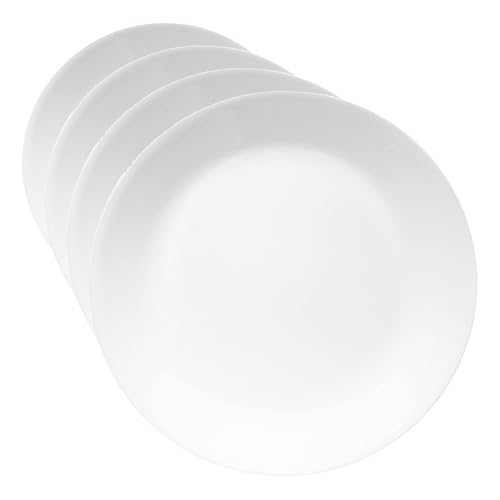 Image of Corelle Vitrelle 4-Pieces 8.5 inch Glass Salad /Appetizer Plates Chip & Crack Resistant Glass Dinnerware Set Plates, Winter Frost White (Pack of 4)