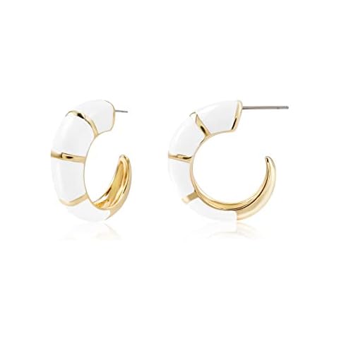 CONRAN KREMIX White Hoop Earrings For Women Gold Plated Statement Summer Boho Chunky Earrings Trendy Cover