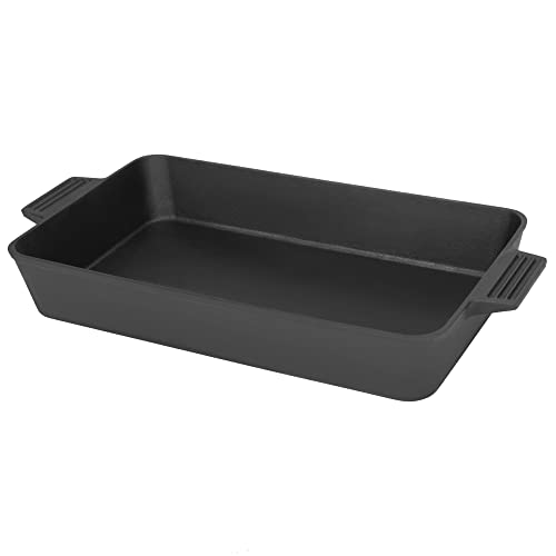 Bayou Classic 7470 19.5-in Cast Iron Rectangular Roasting Pan Perfect For Roasting Pan Frying and Baking