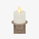 Luminara Flameless Candle Nightlight w/Dusk to Dawn Light Dark Auto Sensor, Timeless Taupe Wall Plug Indoor Night LED Light w/Real-Flame Effect Technology, Bathroom Bedroom Hallway, No Remote Needed