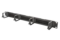 DIGITUS Kabel-Rangierpanel mit Durchführung - 1HE - 4 Führungsbügel 44 x 60 mm - 19-Zoll - Für Netzwerkschränke & Netzwerkkabel - Schwarz