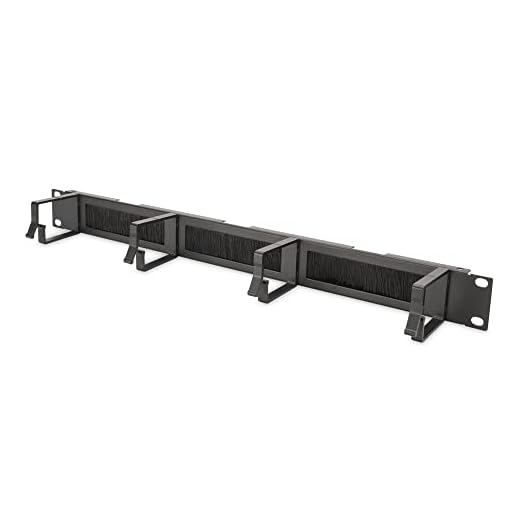 DIGITUS Kabel-Rangierpanel mit Durchführung - 1HE - 4 Führungsbügel 44 x 60 mm - 19-Zoll - Für Netzwerkschränke & Netzwerkkabel - Schwarz