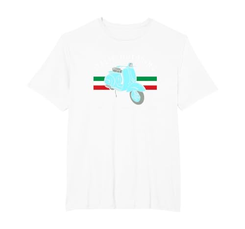 Italia Motorino - Vintage Italian Flag T-Shirt, Men's Big and Tall, White, 6X Tall