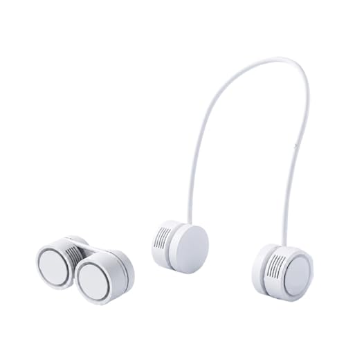 TELVEO Ventilador de cuello colgante, ventilador de refrigeración portátil, Enfriador de aire, USB, sin hojas, banda for el cuello, ventiladores eléctricos recargables Mi-ni(White)