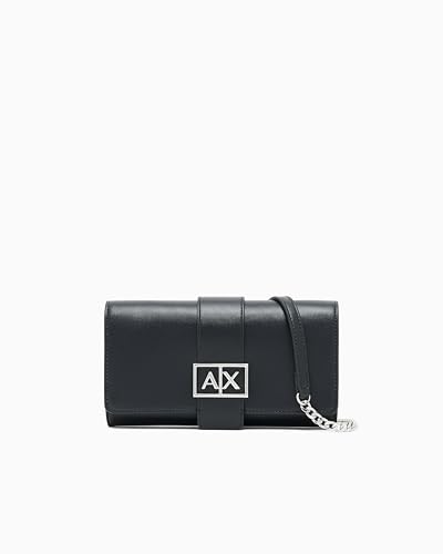 Armani Exchange Women's Sustainable, Wonder, Wallet on Chain Zip Around, Black, Siyah, Ölçü Birimi