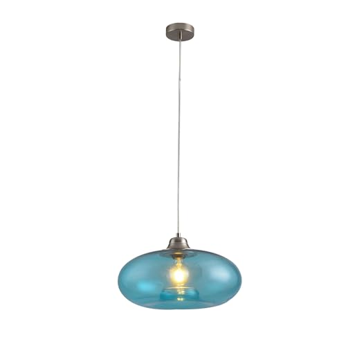 lampada a sospensione LA 20501 Burbuja Ø40cm nichel opaco, vetro blu