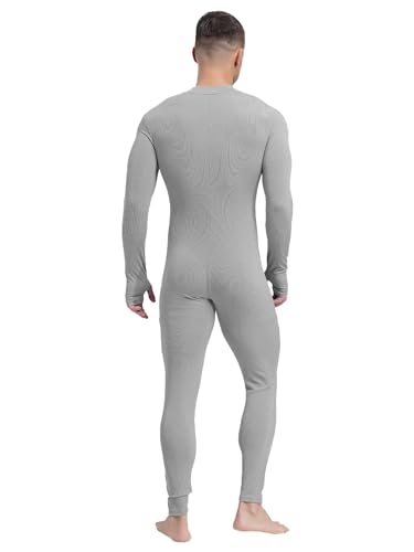 iiniim Mens Long Sleeve Henley Jumpsuit One Piece Pajama Thermal Union Suit Unitard Shapewear2