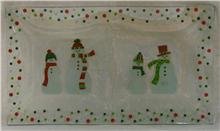 Pampered Chef Snowmen Dots - Divided Platter