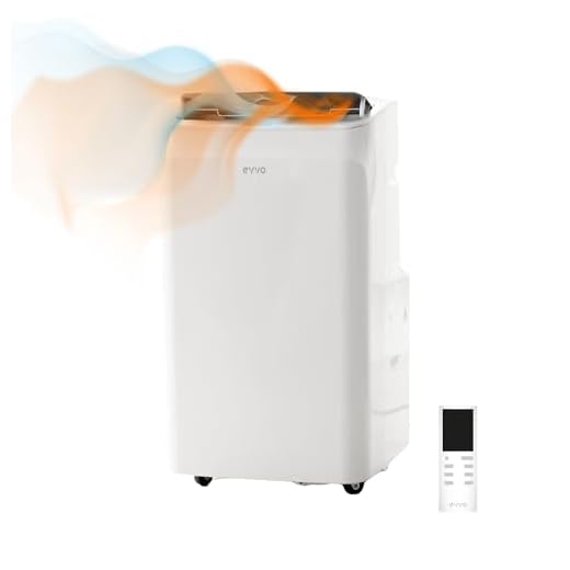 EVVO Aire Acondicionado Portatil Frío y Calor, Clase A, 12.000 BTU, Control Remoto y Temporizador 24h, 4 en 1, Deshumidificador, Ventilación, Hasta 26 m2. (Modelo: CLIMA P12 Frio y Calor)