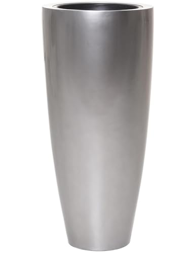 VIVANNO Pflanzkübel Pflanzgefäß Blumenkübel Fiberglas City Silber...
