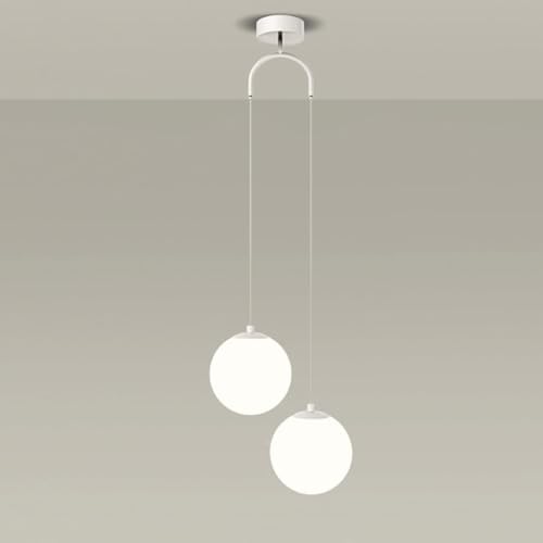 Chandelier LED suspendu en verre blanc 24W au design minimaliste moderne doré pour salon