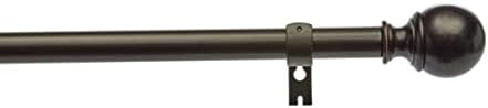 Amazon Basics 1-Inch Curtain Rod with Round Finials - 1-Pack, 72 to 144 Inch, Dark Bronze (Espresso)