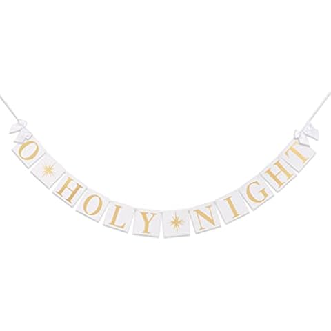 O Holy Night Banner - Christmas Banner Gold White 1st Birthday Anniversary Banner, Rustic Christmas Decoration Holiday Party Supplies, Photo Background Card For Christmas Gifts Cover