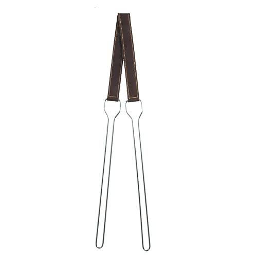 Genérico Portacazas de Piel y Metal Cromado en U Largo. Ideal para Caza (Pato, zorzal, perdiz, codorniz, paloma, tórtola). Largo Metal 35cm. 1 gancho de almacenamiento