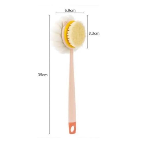 BUFFER® 2'si 1 Arada Çift Taraflı Uzun Saplı Fırçalı Banyo Vücut Sırt Fırçası Banyo Lifi