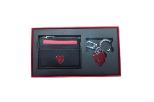 HUGO Estuche para tarjetas, llavero, color negro y rojo, poliuretano y poliéster