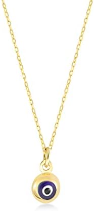 14k Solid Gold Blue Evil Eye Necklace 