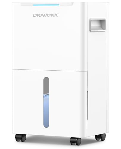 Dravonic 21 Pints Dehumidifier for Basement - 1500 Sq.ft Dehumidifiers for Home, Bedroom & Bathroom with Continuous Drain Hose, Intelligent Humidity Control, 3 Smart Modes Deshumidificador, 24H Timer
