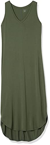 Image of Amazon Essentials Women's Jersey Regular-Fit Sleeveless V-Neck Midi Dress (Previously Daily Ritual)
