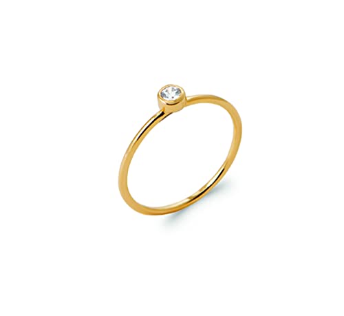 Bague anneau plaqué or Tata Gisèle ornée d'un solitaire en oxyde de zirconium étincelant