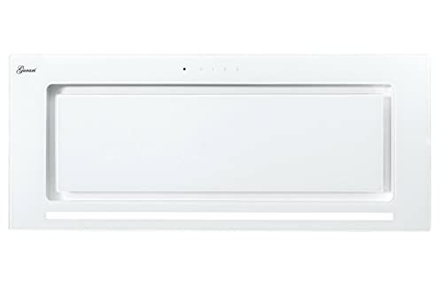 GURARI hotte de plafond GCH E 217 WH 70 PRIME+tuyau d'évacuation, hotte aspirante 70 cm, verre blanc, 1000m³/h, aspiration très puissante, 3 niveaux, hotte aspirante