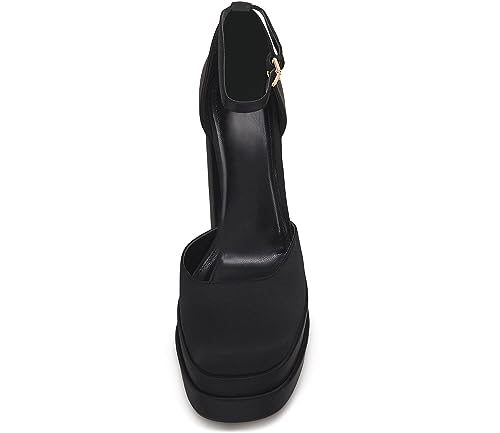 VETASTE Womens Platform Heels Chunky High Heels Ankle Buckle Strap Pumps Party Wedding Dress Shoes Black by VETASTE - Used condition - Image 3