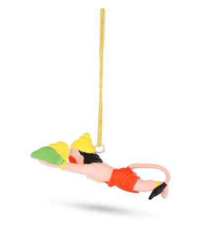 Image of Flying Lord Hanuman for Car Hanging Ornament | Handmade Decorative Car Hanging Accessory | Door Window Hanging Hanuman Ji Idol for Car Dashboard (Pack of 01)(Multicolor)