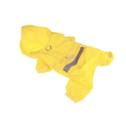 Hunde-Regenmantel mit Kapuze für kleine Hunde, leichte reflektierende Regenjacke, Poncho mit Loch, lustige Kostüme, Regenbekleidung für Welpen, Regenmäntel mit Loch für die Leine (Gelb, XS)