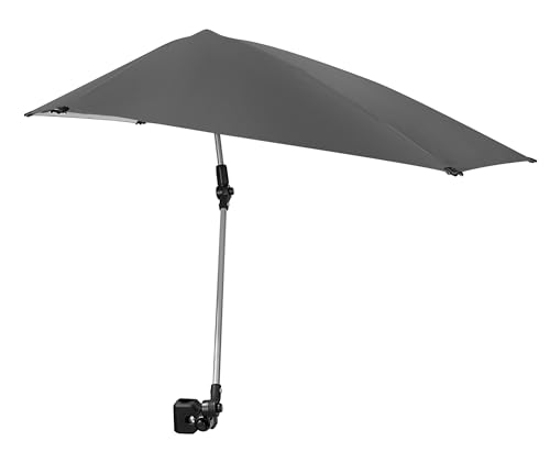 Versa Brella Adjustable Umbrella, 360 grados de giro en 3 direcciones, forro UPF 50+, ligero y fácil de montar, 107 cm, ideal para playa, camping, patio, deportes y cochecitos   Negro/Blanco