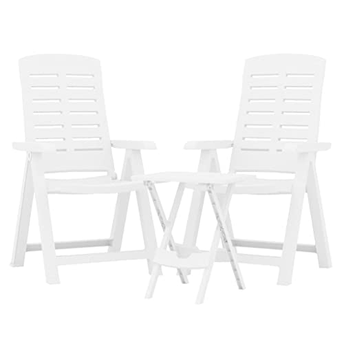 Ensemble de jardin 3 pièces blanc résistant aux intempéries table pliante