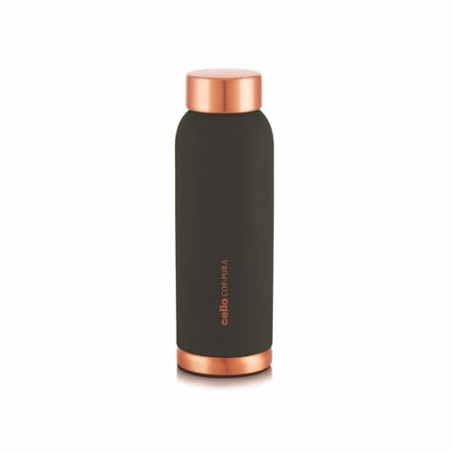 Image of CELLO Evita Copper Water Bottle For Daily & Office Use 700 ml, Green | Leakproof & Rustproof ISI Certified Single Wall 100% Pure Copper Promotes Immunity, Improve Digestion & Supports Healthy Living