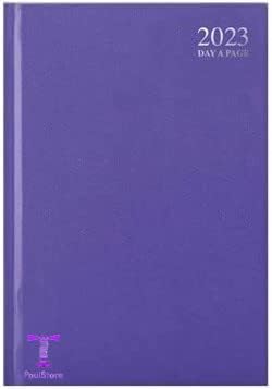 2023 A4 / A5 / A6 Diary Day to Page or Week to View Desk Diary Hard Back Casebound Back Cover (Purple, A4 DAP)