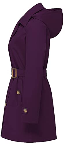 Chrisuno Women's Relaxed-Fit Water-Resistant Trench Coat Tan Peacoats Plus Size Purple 3Xl #TOP3