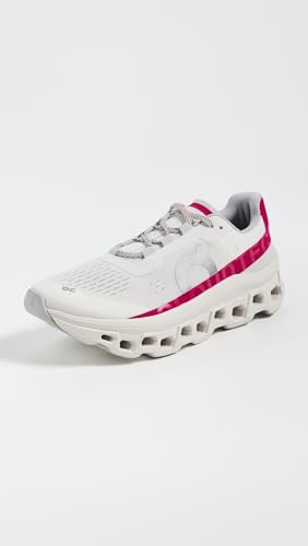 Image of On Women's Cloudmonster Sneakers, Ivory /Grenadine, 7.5 Medium US