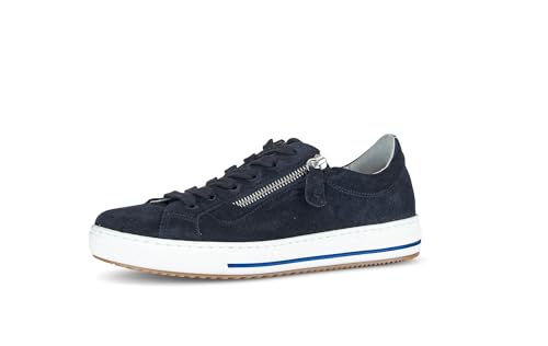 Gabor Damen Low-Top Sneaker, Frauen Halbschuhe,Leichte Mehrweite (G),Freizeitschuhe,schnürschuhe,schnürer,Marine(w/blau/rot),38.5 EU / 5.5 UK