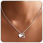 Ritach Christmas Gifts for Teens Girls Kids - Gold/Silver Tiny Heart Initial Necklaces for Women Girls Dainty Gold Initial Heart Necklace Birthday Gifts for Women Teens Girls Stocking Stuffers
