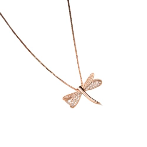 Collier libellule argent 925 anti-allergie, chaîne fine en micro-zircon pour peau sensible