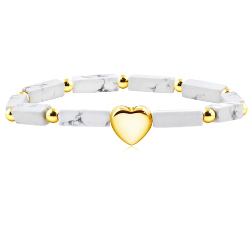 Image of Cuboid Love Elastic Bracelet, Crystal Energy Stone Anxiety Relief Yoga Jewelry for Women Male (Heart-shaped Charm Can Be Customized Name)
