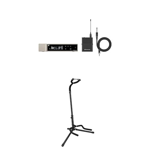 sennheiser ew-d ci1 instrument set q1-6 with amazon basics foldable guitar stand