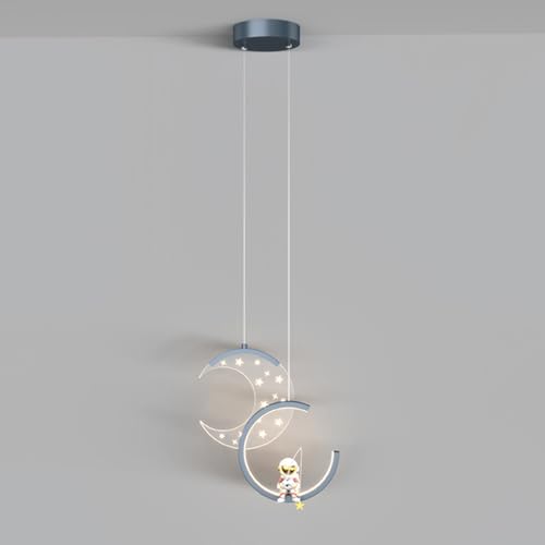 Suspension Demi-Lune pour Chambre d'enfant, 2 lumières, dorée, Style Astronaute, LED Noire, Moderne, dimmable, pour Chambre de Fille ou de garçon.