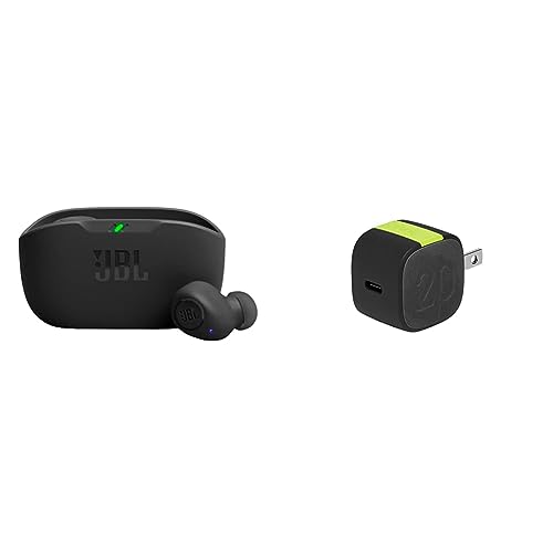 Image of JBL Vibe Buds True Wireless Headphones - Black and InfinityLab InstantCharger 20W 1 USB Compact USB-C PD Charger (Black)