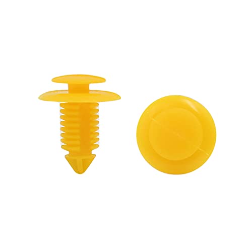 sourcing map 100Pcs 9mm 17mm Grapa Vehículo Clip Panel Puerta Forro Tapicería Remache Plástico Amarillo