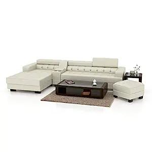 Woodsfreak Luxurious Lounge Designer Sofa Seater | 2 Seater 1 Side Bed Sofa Set 1 Sq Puffy for Drawing Room Hotel Versatile Furniture for Interior