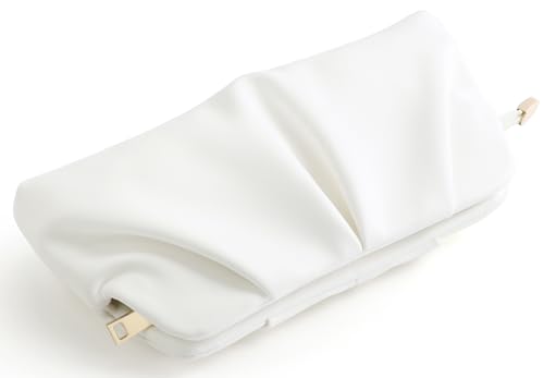 Image of Women Clutch Bag Dressy Formal Handbag Pleated PU Clutch Purse Detachable Chain