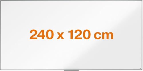 Nobo 1915466   Pizarra Magnética de Acero, 240 x 120 cm, para Notas Borrables en Seco con Marco de Aluminio y Bandeja para Rotuladores, para Montar en la Pared, para Oficina, Hogar o Aula
